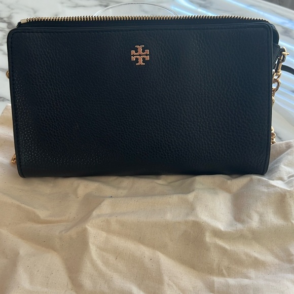 Tory Burch Handbags - Tory Burch Black Leather Crossbody Bag with Gold Accents